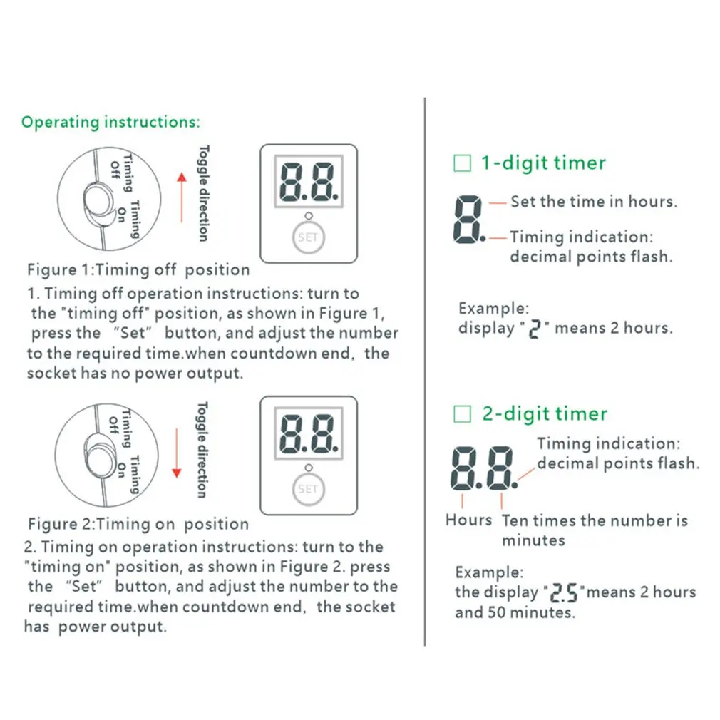EU Electronic Digital Countdown Switch Universal Timing Socket Mechanical Two Digit Display Kitchen Timer