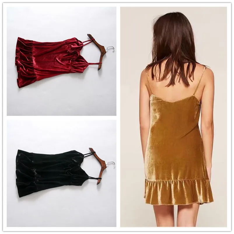 

2018 Summer New Style Europe And America Retro Versatile Slimming Bow A- line Short Skirt V-neck Strapped Dress S8737