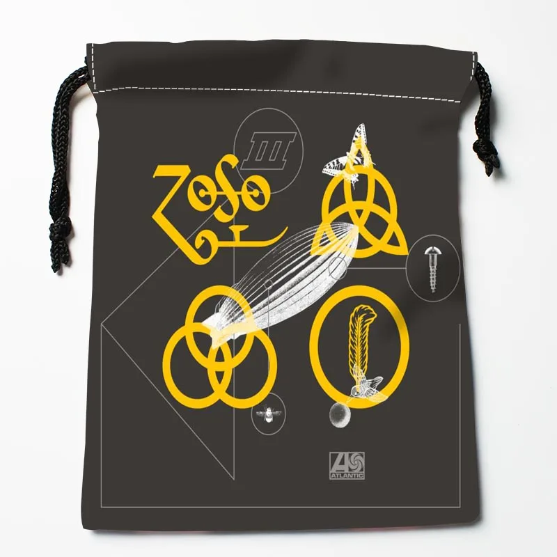 На заказ Led Zeppelin Drawstring сумки пыленепроницаемые модные сумки для хранения с принтом для мальчиков и девочек подарок на день рождения сумка размер 18X22 см