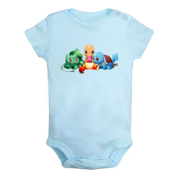 

Cute Pokemon Charmander Bulbasaur Squirtle Pokeball Newborn Baby Boys Girls Outfits Jumpsuit Printing Infant Bodysuit Clothes