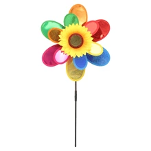 Двухслойная ветряная мельница в виде подсолнечника с блестками, украшение для дома, сада, двора