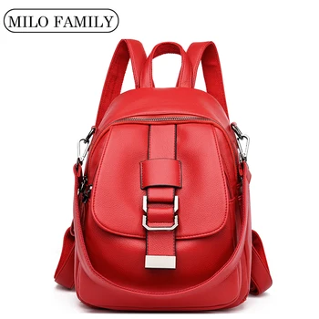 

High Quality Soft Leather Backpacks Women Large Capacity Bag Lady Travel Backpack Mochilas School Bags For Teenage Girls 2020