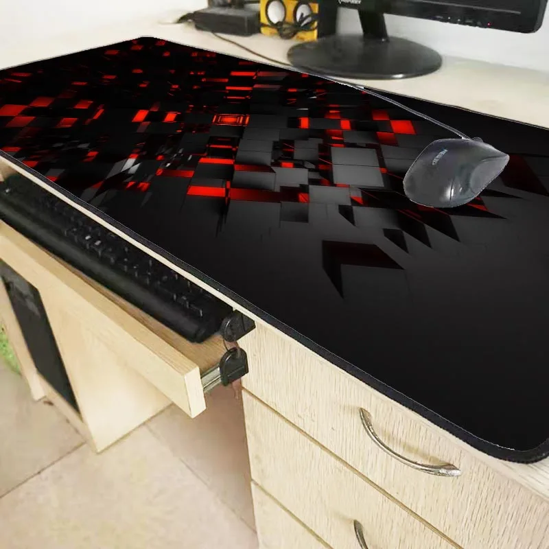 Персональный черный и красный 3D узор игровой запирающийся край коврик для мыши большой компьютерный коврик для мыши Настольный коврик для CSGO DOTA