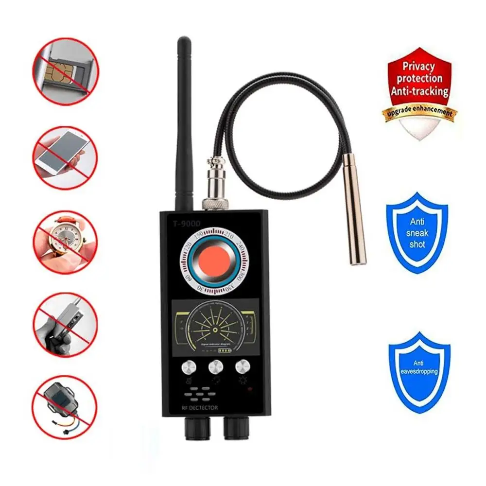 T9000 Wiretap GSM Jammer Camara Espia Detector Mini Hidden Camera Cell Phone GPS RF Sound Signal Spy Device Detector Finder