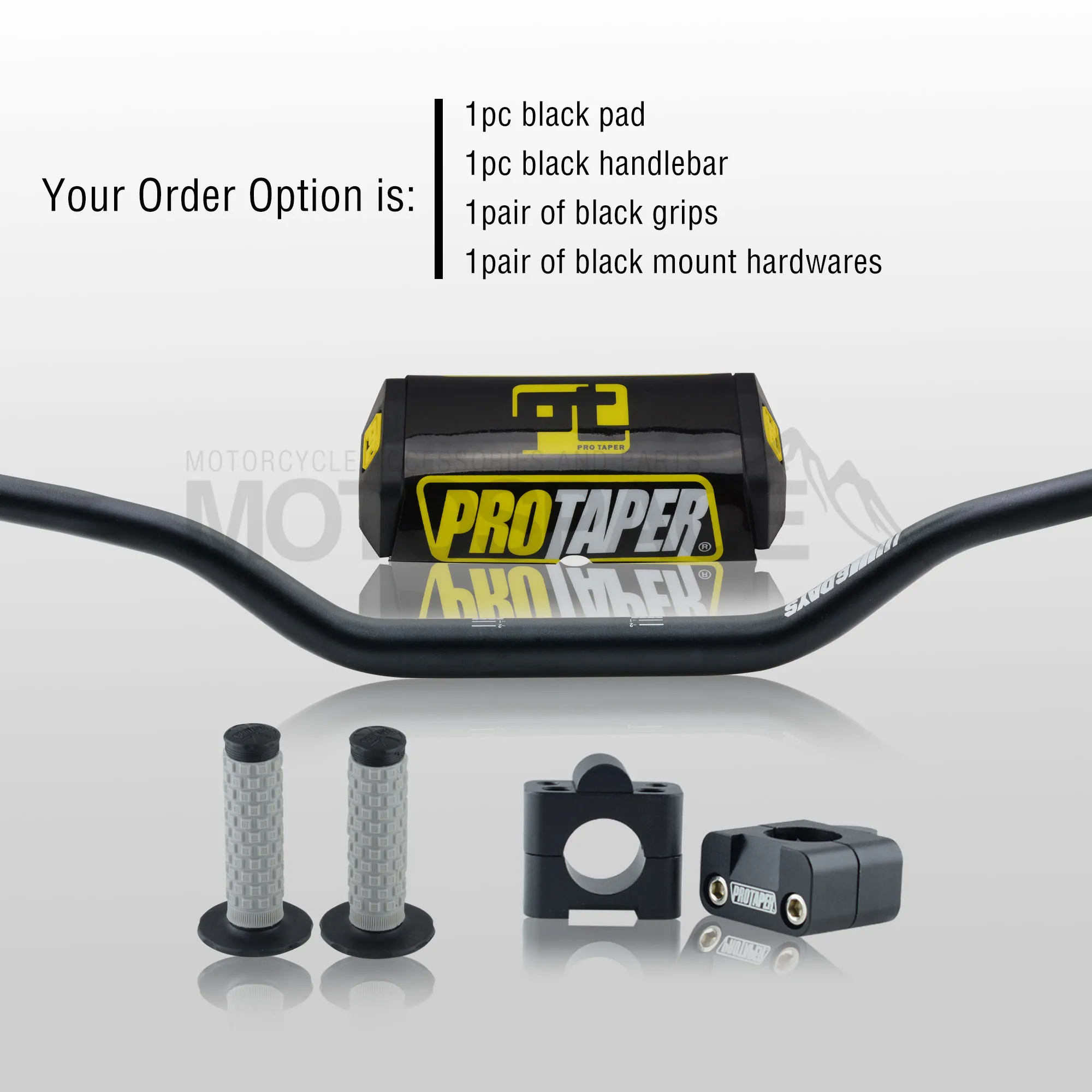Руль для Pro Taper Pack Bar 1-1/" 6 дней Fatbar Колодки Ручки Pit Pro Racing Dirt Pit Bike мотоцикл с адаптер cnc - Цвет: Black Full Kit