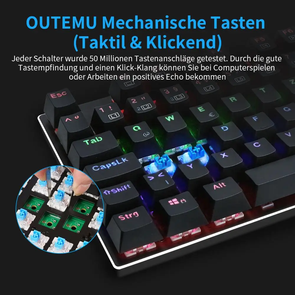 Механическая игровая клавиатура Z88 с 105 клавишами Немецкая раскладка QWERTZ