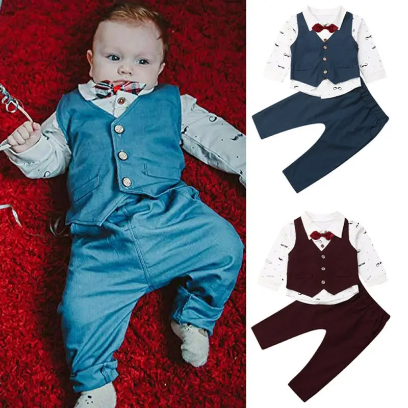 

Fashion Toddler Kid Boy Top Waistcoat Pants Trousers Formal Suit Outfit 1-5Y