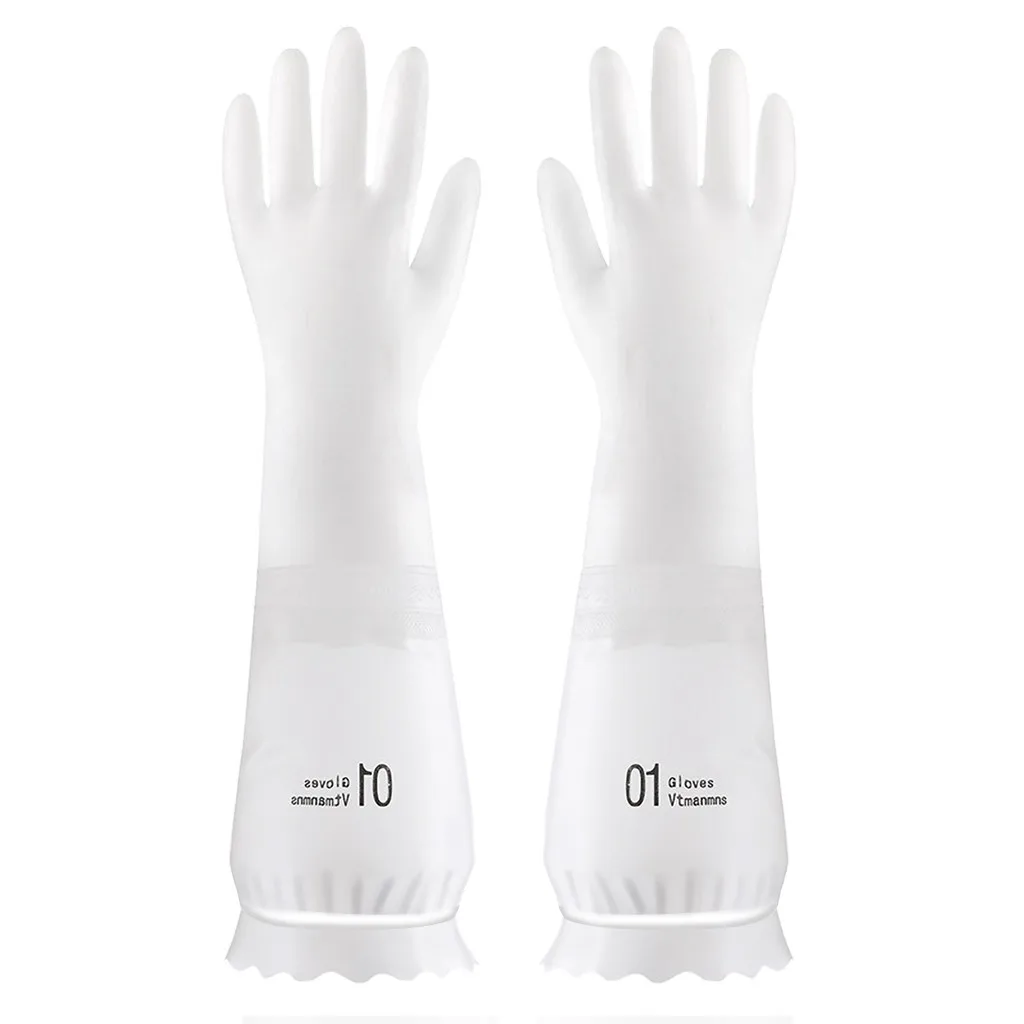 Velvet Cold-Proof Glove Waterproof Kitchen Durable Thickened Rubber Latex Dishwashing Gloves Winter Non-slip Cleaning Gloves#Y5