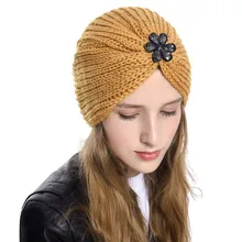 Женский головной убор в индийском стиле мусульманский гофрированный Рак химиотерапия Шапочка-тюрбан шапка вязаный Топ шарф шапка женский головной убор колпак для головы шапочка при химиотерапии