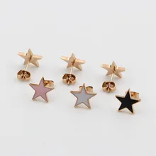 Белые/розовые/черные серьги-гвоздики Pendientes, детские ювелирные изделия из нержавеющей стали, OL, серьги со звездами для девочек, подарок на Рождество, свадьбу