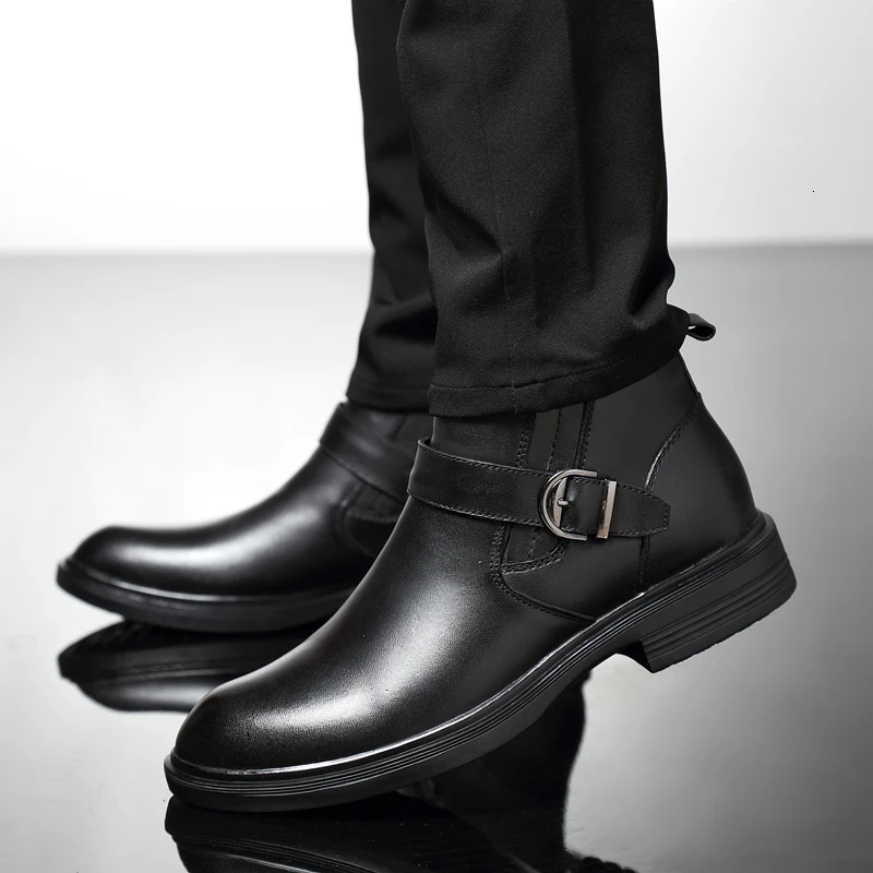 

Men's Ankle Boots Genuine Leather Casual Martin boots outdoor fashion Lace-up With Fur Winter warm snow boots Men shoes o4