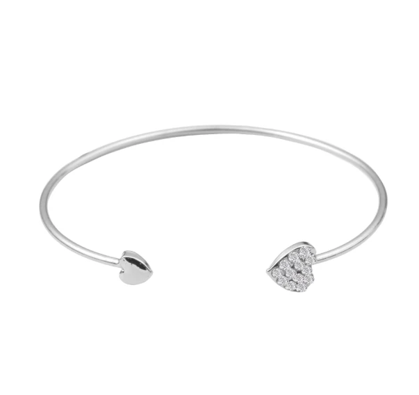 Silver Новинка, модный регулируемый браслет с двойным сердечком и бантом Bilezik, браслет для женщин, ювелирные изделия, подарок, Mujer Pulseras - Окраска металла: Silver