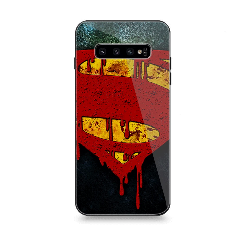 Мобильный чехол для телефона Стекло для samsung A10 A20 A30 A40 A50 A60 A70 S7 край S8 Plus Note 8 9 S10 чехол Супермен логотип