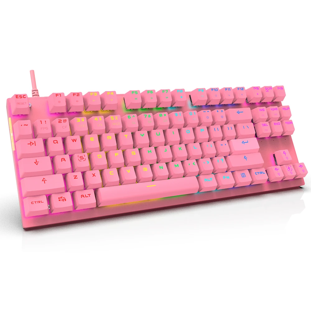 Motospeed CK82 Mechanical Keyboard 87 Key Wired Gaming Keyboards RGB Backlight Blue Switch For Gamer Computer Russian Spanish