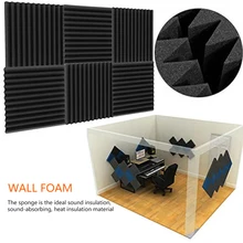 12 шт. 300x300x50 мм акустическая пена для звукоизоляции звукоизоляция Звукопоглощающая пена для KTV аудио комнаты студии спальни Черный