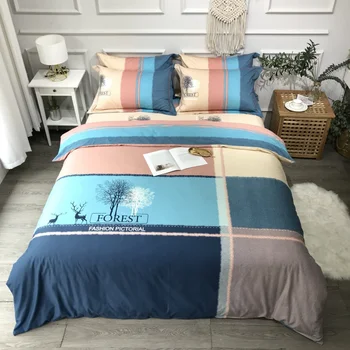 

2020 New Checker Design Cotton Sanding Fabric Bedding Set Quilt Cover Queen Size King Size Duvet Cover Set
