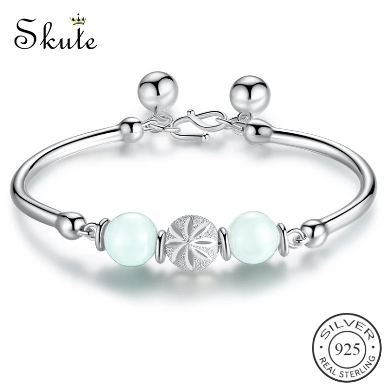 Женский браслет Skute Boho из стерлингового серебра 925 пробы с белым кристаллом и