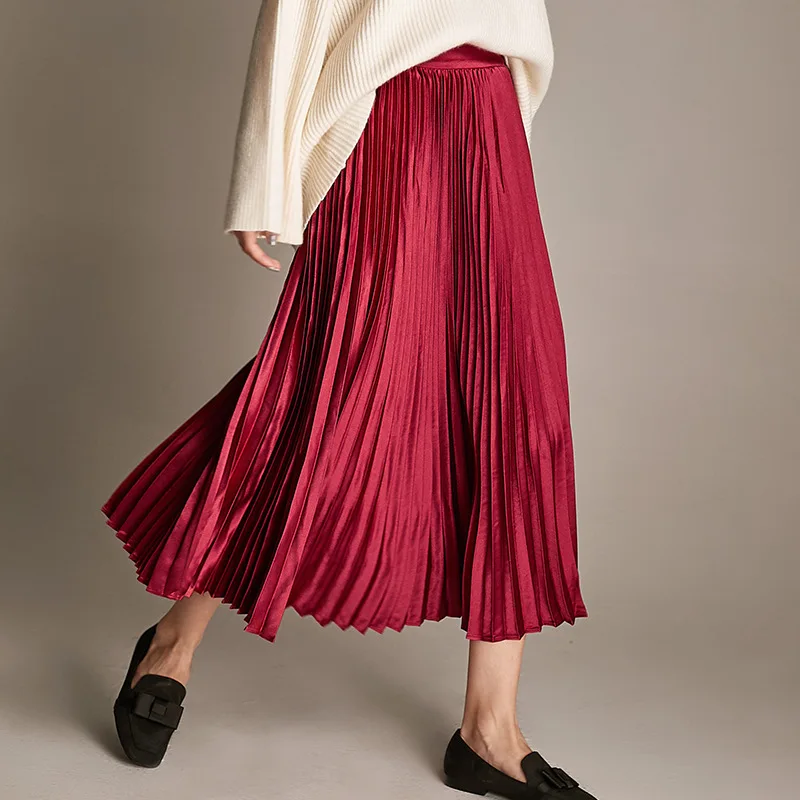 

2020 Warm Spring Huanxin Mousse-like Handfeel Pleated Skirt Women's Elegant Mid-length feng qin qun Spring New Style