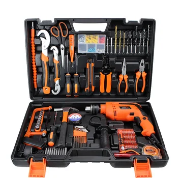 Best 83 Pcs/set Electric Drill Power Tools Set Hand Tools Combination Kit Tool Box Tools Case Wrench Plier Hack Saw Scoket PTS005