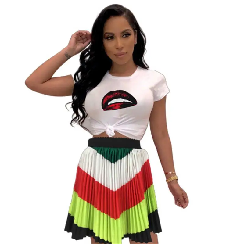 Контрастные Цветные Лоскутные мини юбки с эластичной резинкой на талии модные классические уличные женские плиссированные юбки с высокой талией LL6329G