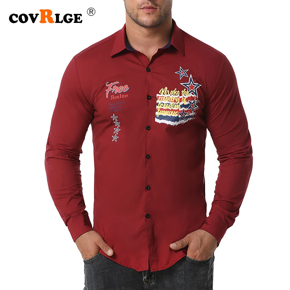 

Covrlge New Men Printing Shirt High Quality Contton Men Long Sleeve Shirt Men Fashion Social Casual Shirt Streetwear MCL259