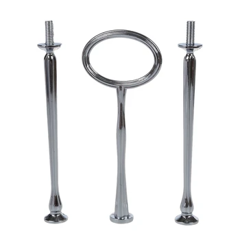

3 Tier Oval Ring Top Cake Stand (3 SETS) Cake Plate Display Holder Handle Fittings Silver Metal for Tea Shop Room Hotel ** well