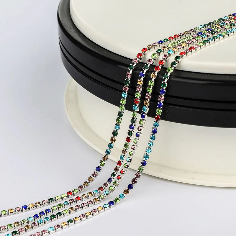 10 ярдов смешанные цвета один рулон стразы цепочка серебряный коготь закрывающая