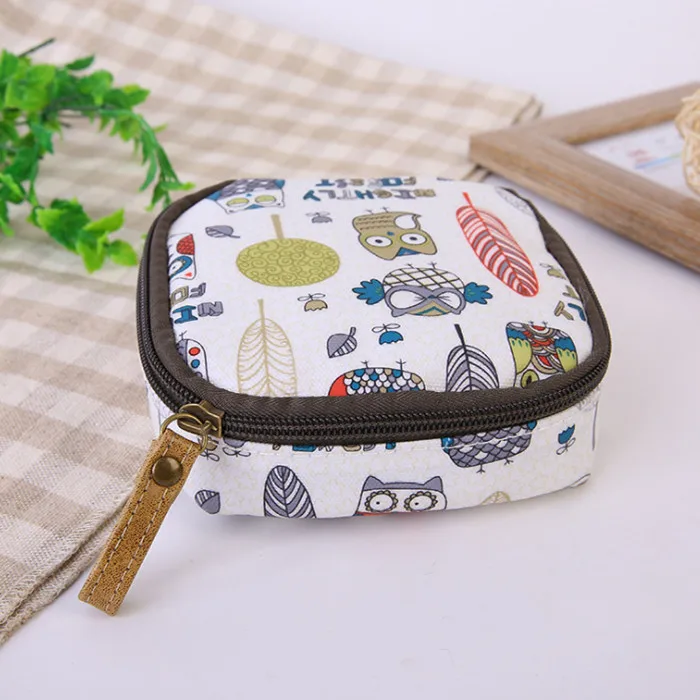 10 New Arrival Cartoon Printing Canvas Coin Purse Women Fashion Credit Card Bag Key Case Pocket Girls Sanitary Napkin Storage Bag - Цвет: 10