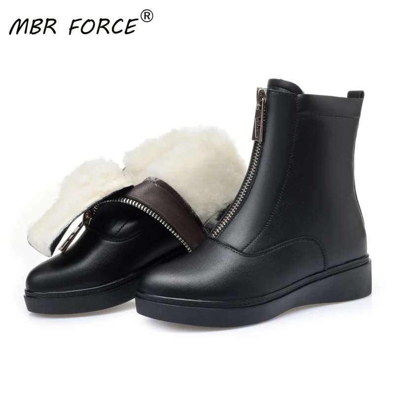 

MBR FORCE Fashion Female Ankle Boots Women 2020 new shoes woman wool winter warm trend snow boots lady large size 35-43 black