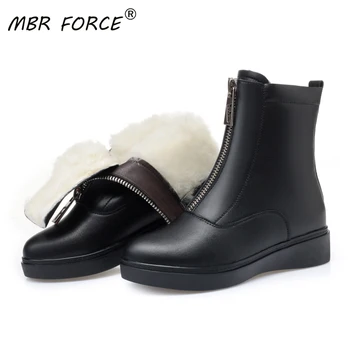 

MBR FORCE Fashion Female Ankle Boots Women 2020 new shoes woman wool winter warm trend snow boots lady large size 35-43 black