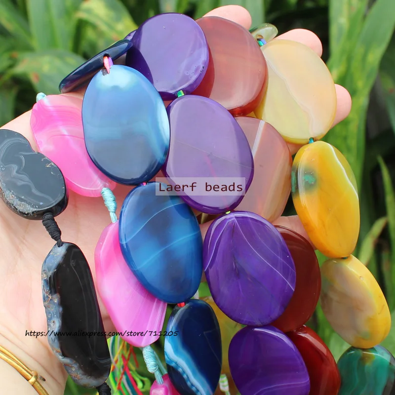 8pcs ,28-30x37-40mm Multi-Color Agates Oval Beads , For DIY Jewelry making ! Mixed wholesale for all items!