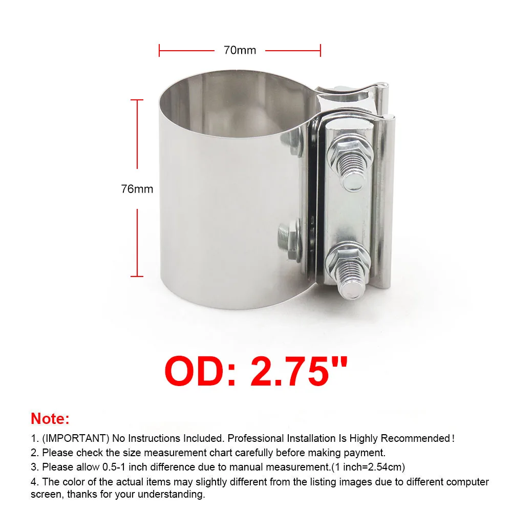 2,0" 2,25" 2,5" 2,75'' 3,0" 4,0" Stoßgelenk Auspuffband Klemmmanschette 304 Edelstahl Auspuffhülse Koppler Stufenklemmen – Detail 11
