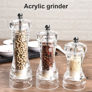 

3 Sizes Acrylic Pepper Grinder Clear Ceramic Peppercorns Sea Salt Mill Adjustable Coarseness Pepper Grinder Seasoning Tool