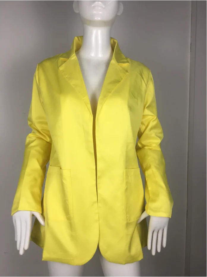 Новинка, Кардиган Блейзер, пальто для женщин, Осень-зима, длинный рукав, зубчатый воротник, однотонный OL Блейзер, топы, плюс размер, S-5XL, WDC3164