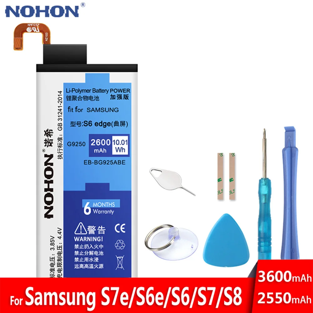 NOHON для samsung Galaxy S5 S6 S7 Edge батарея мобильного телефона SM-G900F G920F G930F G935F большой емкости сменные инструменты