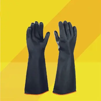 

17.7 Inch Heavy Duty Latex Gloves Safety Work Cleaning Protective Resist Strong Acid Alkali Oil Industrial Rubber Long Mittens