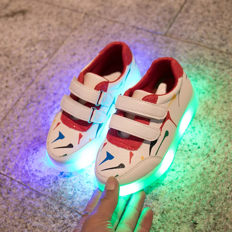 

Glowing LED Shoes for Children Luminous Sneakers Kids Girls Toddler Boys Shoes With Lights USB Charge Lighted Shoes Size 25-35