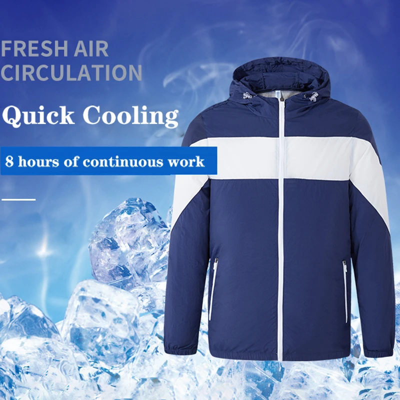

2020 Summer Thin Hiking Jacke+Fan Fast Cooling Coat Fishing Cycling t Anti-UV Vest High Temperature Work Outdoors Top Men/Women
