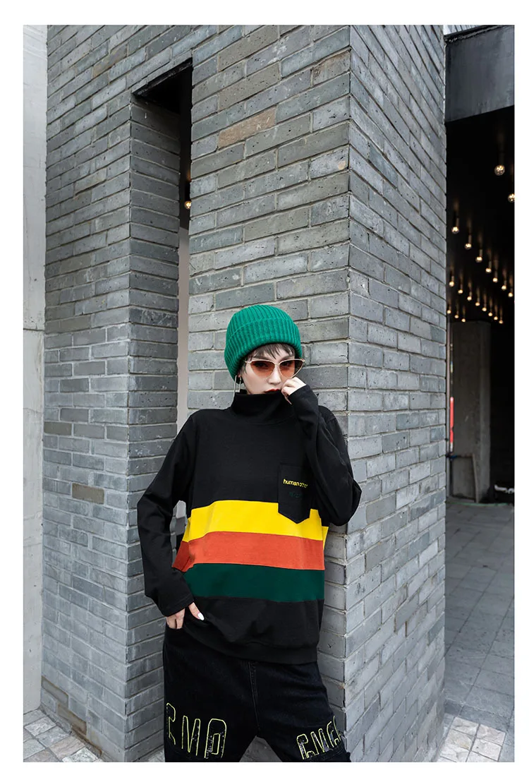 Модная harajuku футболка новая с длинным рукавом camiseta mujer повседневная плюс бархатная теплая футболка Женская Полосатая Рубашка женская футболка