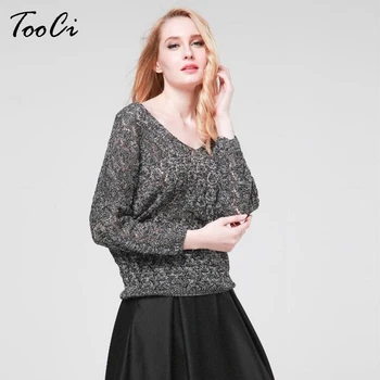 

Spring Summer New Fashion Women's Sweaters Casual Thin Sweater Pullover Solid color Bat Sleeve Loose Hollow Bat Sweater