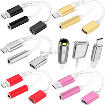 

300pcs OTG adapter TYPE-C to 3.5mm Earphone Audio Cable 2 In 1 Music Port Adapter Type C to 3.5 AUX Jack phone charging adapter