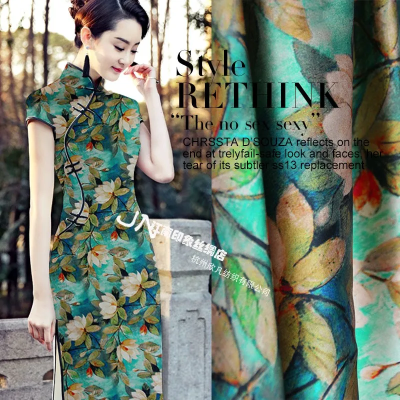 

2019 Limited Tissus Au Metre Free Shipping Silk Modified Fragrant Cloud Yarn Cheongsam Heavy Weight Satin Dress Diy Fabrics