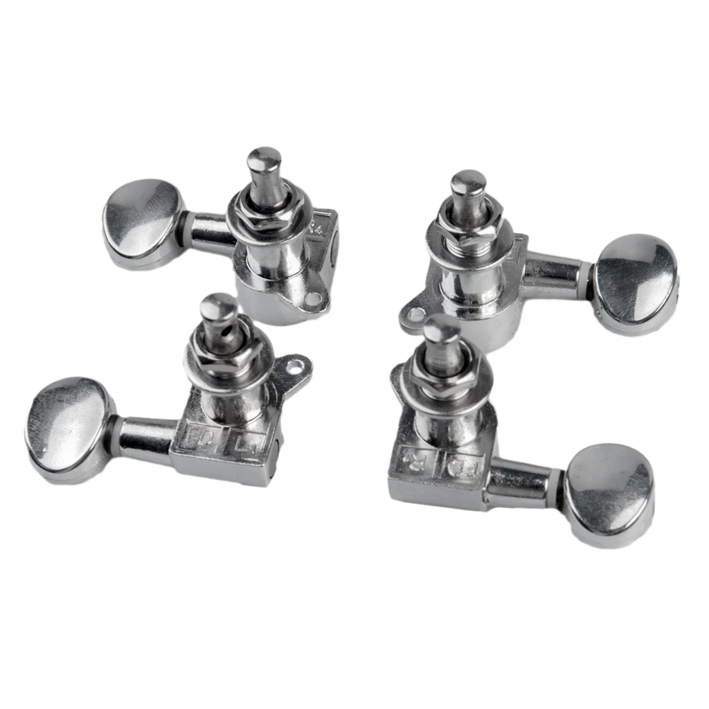 4Pcs Metal Machine Heads Tuners Left+Right for Ukulele 4 String Ukulele Accessory, Silver