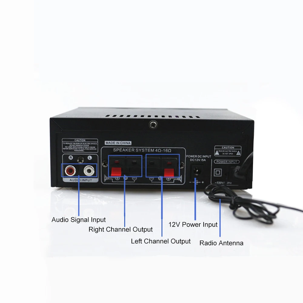 Аудио усилитель мощности BT цифровой аудиоприемник AMP слот USB SD MP3 плеер FM радио ЖК-дисплей двойной микрофон вход для домашнего использования автомобиля