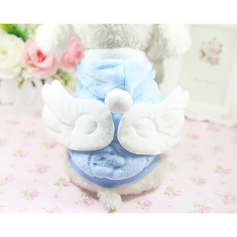 Зимняя Теплая Одежда для собак милые бархатные крылья ангела удобное пальто