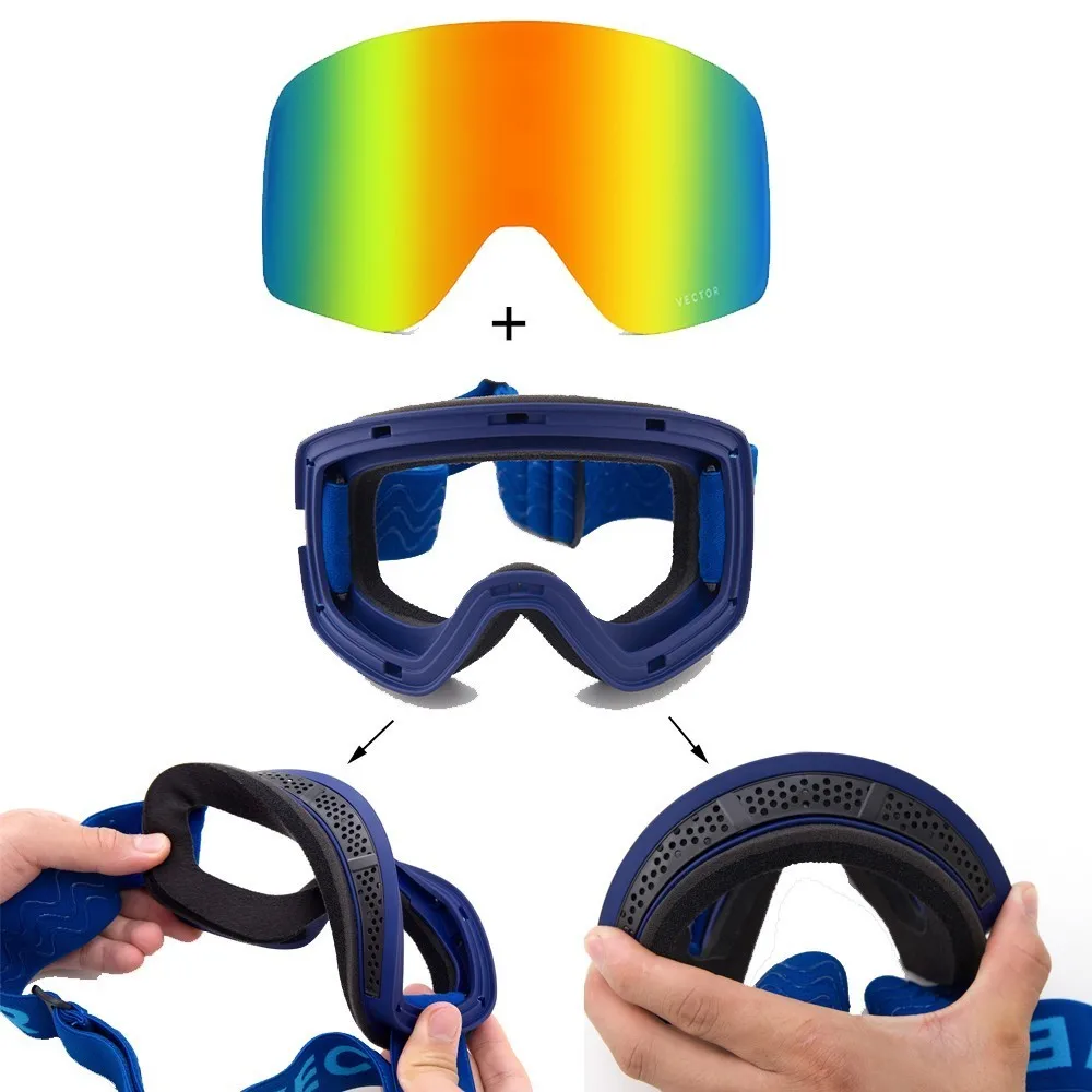 OTG Ski Goggles Double Layers Anti-Fog Adult Snowboard Snow Skiing Glasses UV400 