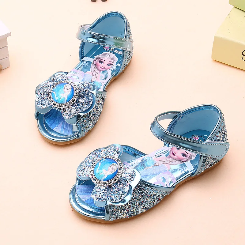 

Disney girls sandals frozen elsa princess shoes soft bottom baby sandals cute show crystal shoes