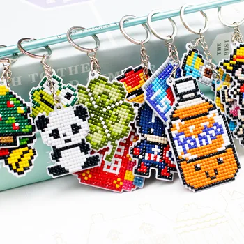 

5D DIY Diamond Keychain Full Square Diamond Painting Keyring Keychain Cross Stitch Embroidery Women Bag Key Chain Christmas gift