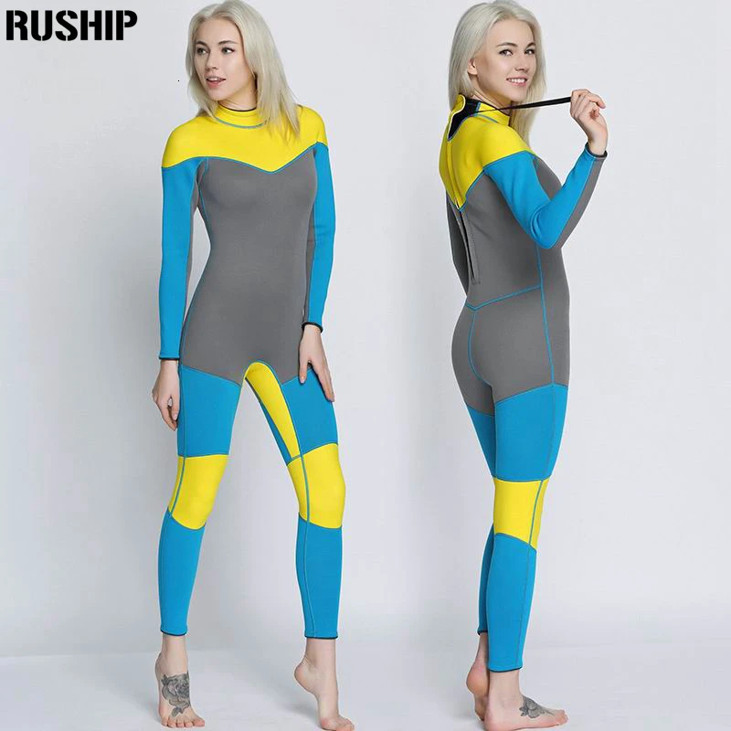 New 3mm quality Women Elastic Tight neoprene Diving suit wetsuit color stitching Surf Equipment Jellyfish clothing long sleeved