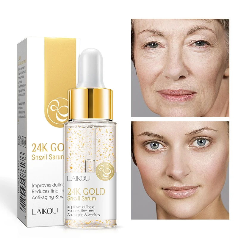 LaiKou 24K Золотая экстракт улитки Гиалуроновая кислота Сыворотка для лица